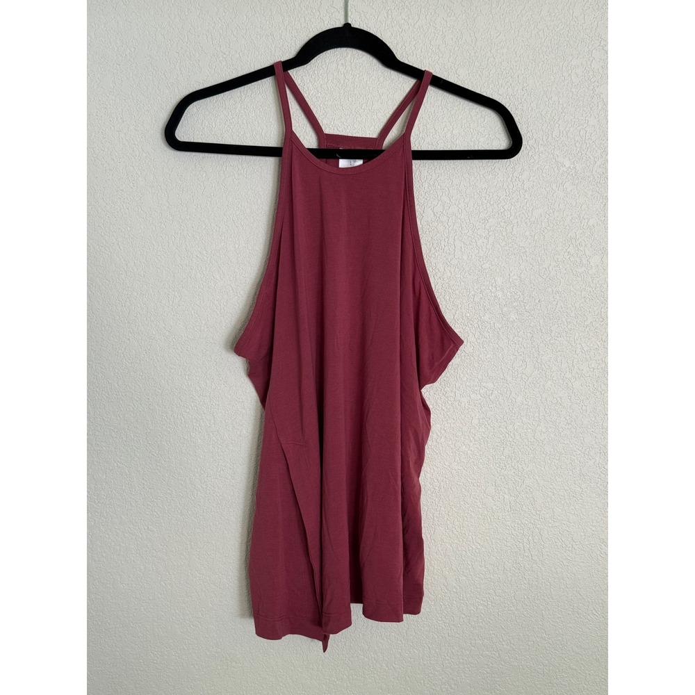 Athleta Renew High Neck Tank Top Berry Burgundy Racerback Yoga Studio Large